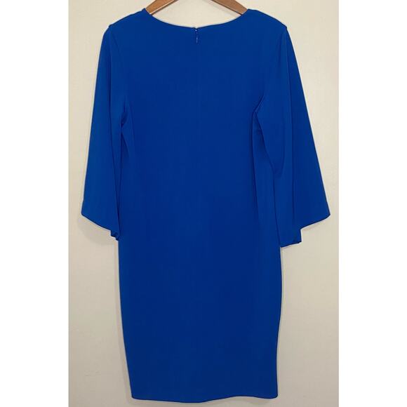 Chico's V-Neck Shift Dress Women's Size 1 8/10 Blue 3/4 Kimono Sleeve Back Zip - Picture 3 of 7